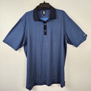 FootJoy Mens XL Blue & Navy Check Polo Golf Shirt Short Sleeve Casual Logo